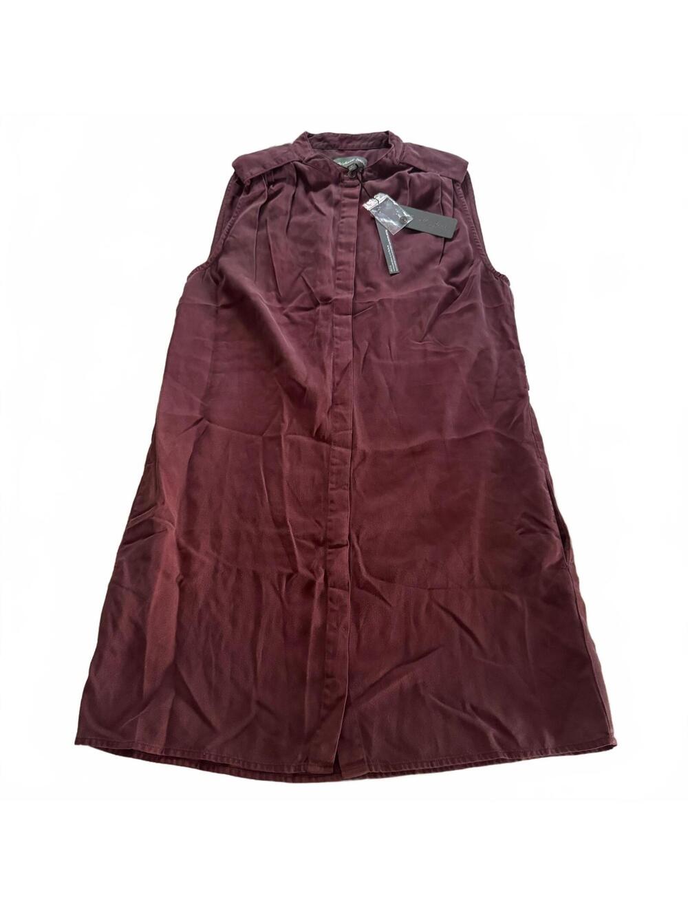 NWT Michael Stars Sleeveless Shirt Dress Womens Medium Burgundy Button Front M
